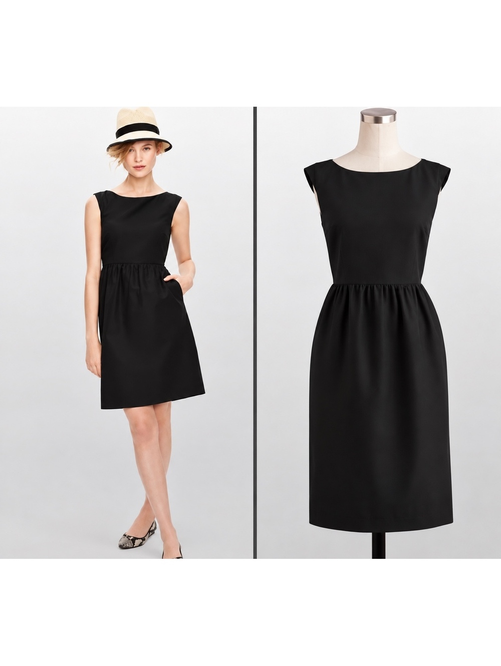 J.Crew Lucille Dress Cotton Silk Faille Black Size 6